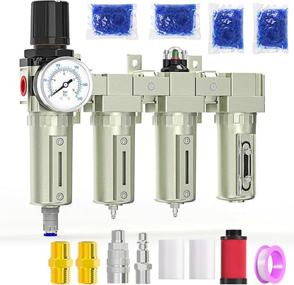 3/4" NPT Heavy Duty Industrial Grade 4 Stage Air Drying System, Auto Drain by MEANLINMEASURE
