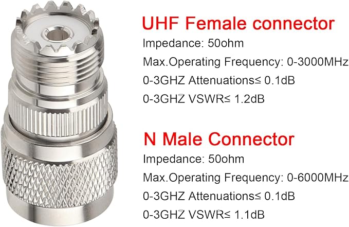 2 Pack N Male to UHF Female SO-239 Connector Adapter N Connector to PL-259 - Image 4