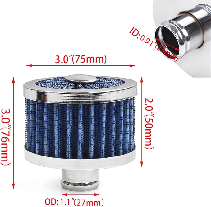 MUGE RACING 23mm Car Air Filter Universal Cold Air Intake Filter High Flow Vent - Image 7