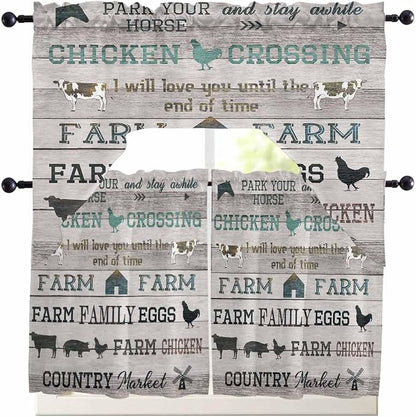 Farmhouse Swag Kitchen Curtains Valance and Tier Set, Rod Pocket Short Curtain - Image 7