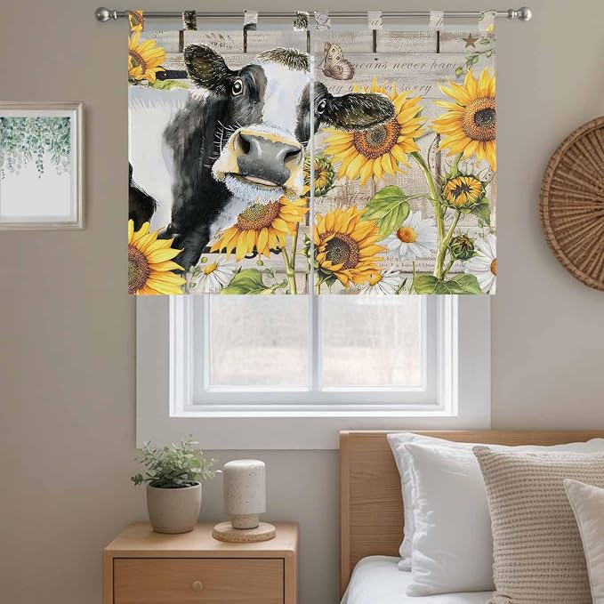 Yellow Sunflowers Bedroom Curtains 63 Inch Length, Window Curtains Tab Top - Image 9
