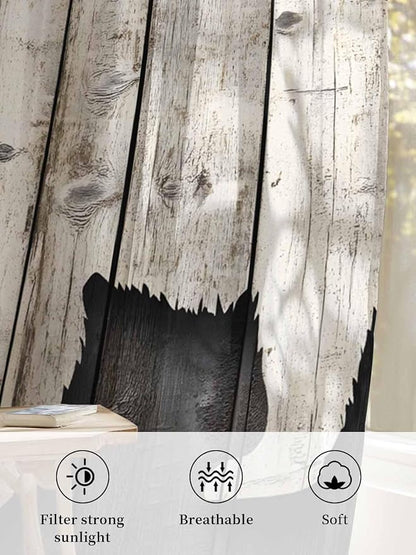 Sheer Curtains 84 Inches Long, Vintage White Brown Bear Semi Sheer Curtains - Image 6