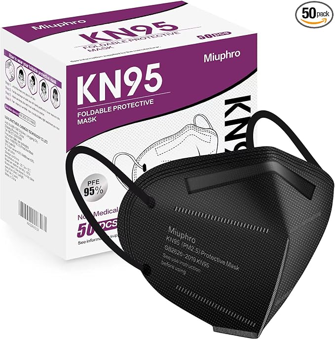 Miuphro KN95 Face Mask 50 Pack, Disposable Respirator Masks, 5 Layer Design by Miuphro