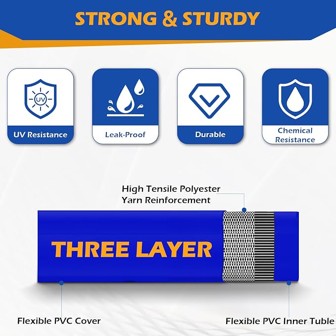 1.5" x 50 ft Discharge Hose for Swimming Pools, Heavy Duty PVC Lay Flat Water - Image 4