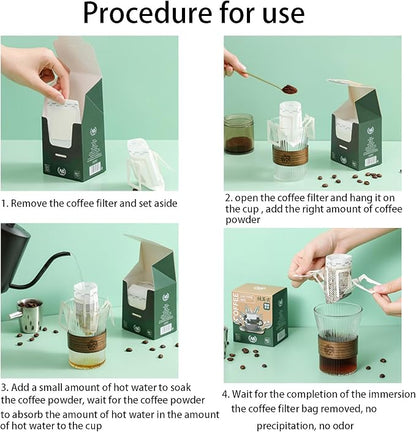 100PCS Portable Coffee Filter Paper Hanging Ear Drip Coffee Single Drinker - Image 6
