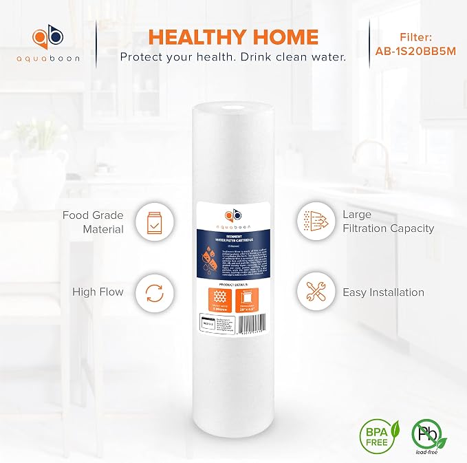 Aquaboon 5 Micron 20 x 4.5 Water Filters Whole House Set NSF Certified Water - Image 9