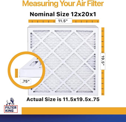 Filter King 12x20x1 Air Filter | 6-PACK | MERV 13 HVAC Pleated A/C Furnace - Image 2