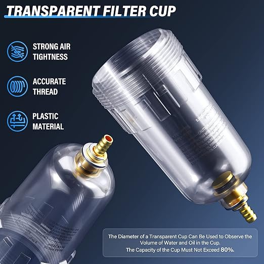 TAILONZ PNEUMATIC 1/4 Inch NPT Air Filter Pressure Regulator Combo Piggyback - Image 8