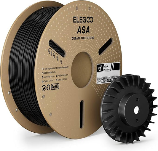 ELEGOO ASA Filament 1.75mm Deep Black 1KG, UV & Weather Resistant 3D Printer by ELEGOO