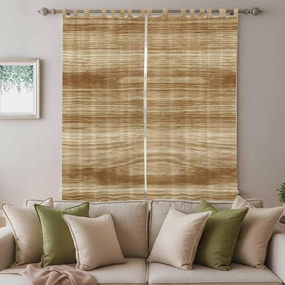 Light Brown Wood Grain Living Room Curtains 96 Inch Length, Window Curtains Tab - Image 3
