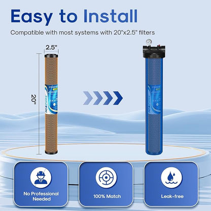 ICEPURE 5 Micron 20" x 2.5" Whole House Activated Carbon and KDF Water Filter - Image 5