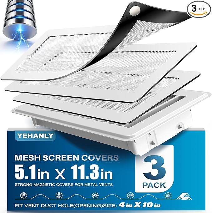 Magnetic Vent Covers with Vent Screen 5.1x11.3 Inch, Ceiling Air Vents to Block by YEHANLY