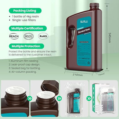 SUNLU 3D Printer Resin Bundle, 395 to 405nm UV Curing 3D Printing Liquid - Image 9