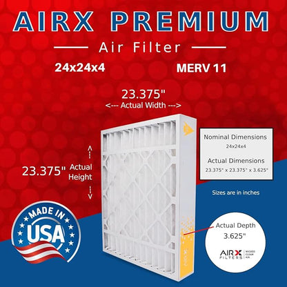 AIRX FILTERS WICKED CLEAN AIR. 24x24x4 Air Filter MERV 11 Electrostatic Pleated - Image 2
