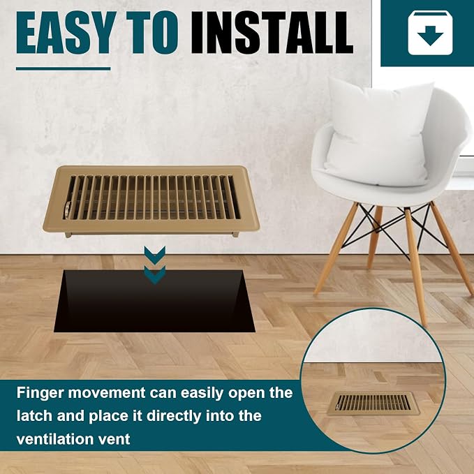 VOISEN Floor Register 4x10, 2 Pack Brown Floor Vent Covers, Heavy Duty Steel - Image 6