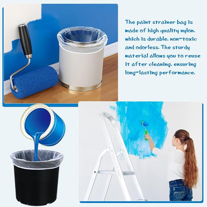 Paint Strainer Bags White Fine Mesh Filters Bag Bucket Elastic Opening Strainer - Image 5