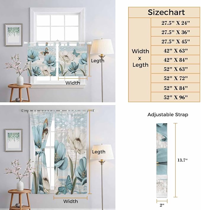 Spring Floral Living Room Curtains 96 Inch Length, Window Curtains Tab Top - Image 8
