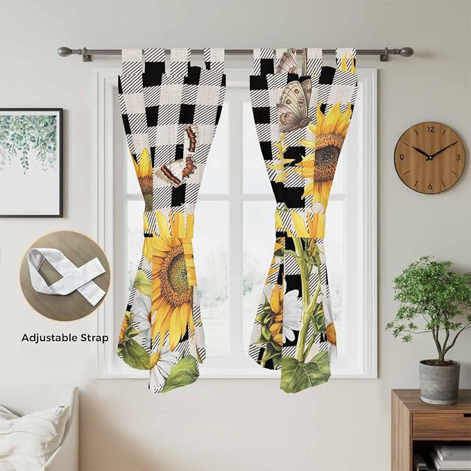 Sunflowers Living Room Curtains 84 Inch Length, Window Curtains Tab Top - Image 5