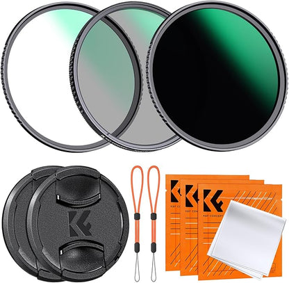 K&F CONCEPT 58mm CPL MCUV ND1000 Lens Filter 2 Lens Caps Kits Waterproof by KFCONCEPT