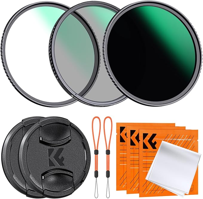 K&F CONCEPT 62mm CPL MCUV ND1000 Lens Filter 2 Lens Caps Kits Waterproof by KFCONCEPT