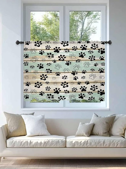 Sheer Curtains 45 Inch Length, Sage Green Beige Farmhouse Semi Sheer Curtains - Image 4