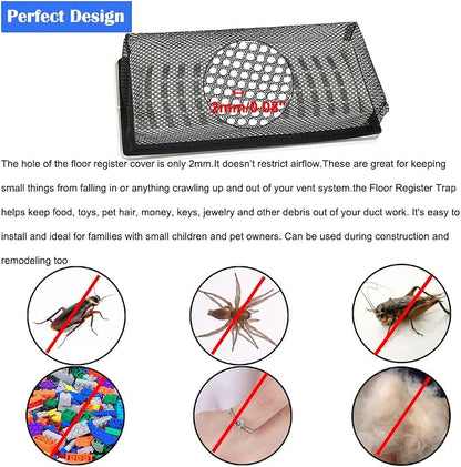 4"x10" Floor Register Trap Covers Screen Air Vent Filters - Image 2
