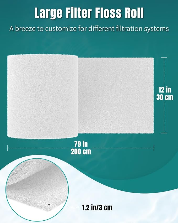 Pawfly 79 x 12 Inch White Cuttable Aquarium Filter Pad, 2 Inch Thick High - Image 3