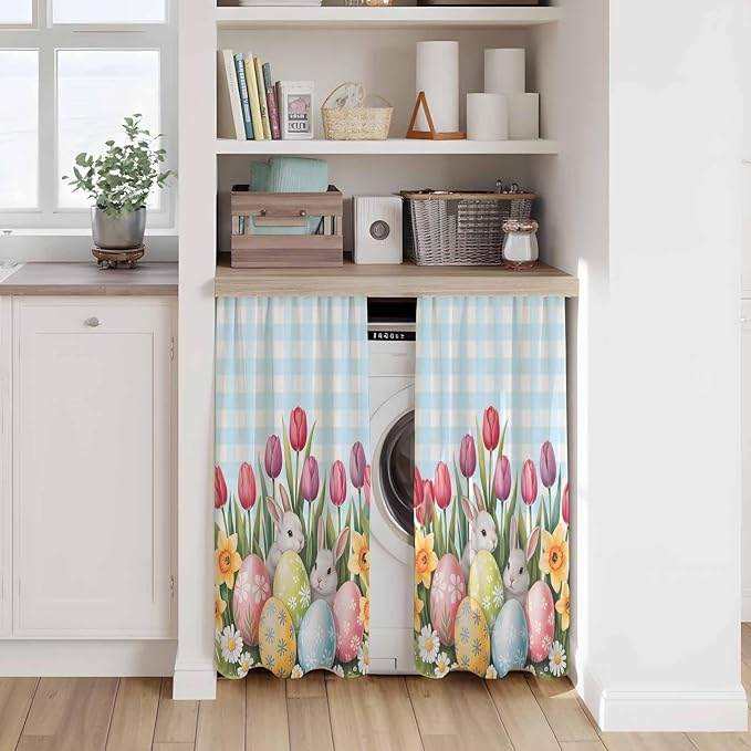 Easter Kitchen Curtains 45 Inch Long 2 Panel Set, Rod Pocket Window Treatment - Image 7
