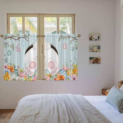 Easter Bunny Kitchen Curtains 45 Inch Long 2 Panel Set, Rod Pocket Window - Image 4