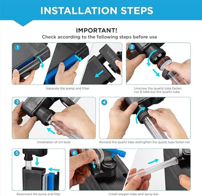 Internal Fish Tank Filter with 5W UV Light, Adjustable Water Flow Submersible - Image 6