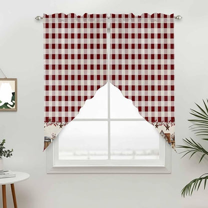 Swag Curtain Valances for Kitchen Windows, Farm Barn Western Star on Vintage - Image 3