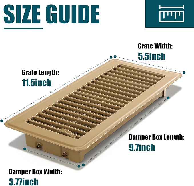 VOISEN Floor Register 4x10, 10 Pack Brown Floor Register Vents, Heavy Duty - Image 4