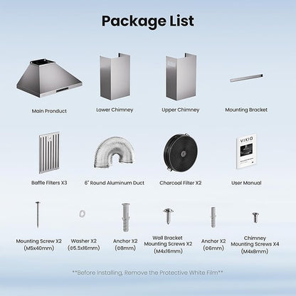 Wall Mount 36 Inch Range Hood 900 CFM, Ductless/Ducted Convertible Kitchen Hood - Image 9