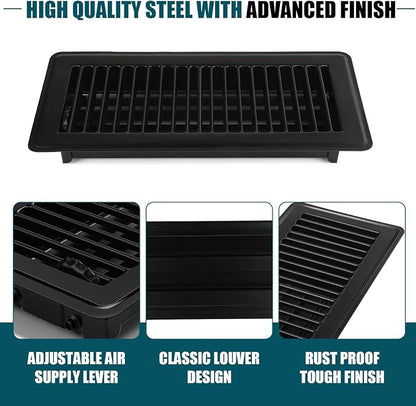 VOISEN Floor Register 4x10, 10 Pack Black Floor Register Vents, Heavy Duty - Image 6