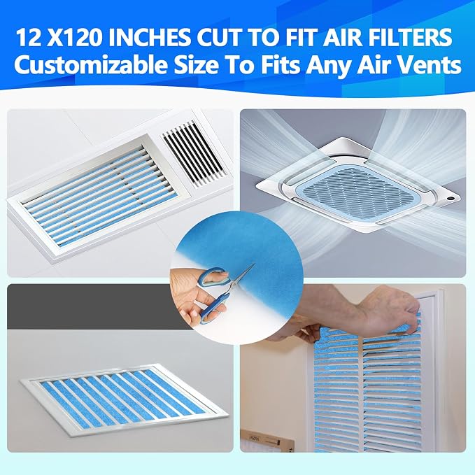 12" x120" Air Vent Filters, Cut to Fit Air Filter, MERV 8 Triple Vent Filter - Image 6