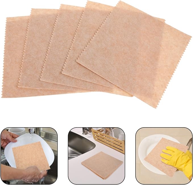 Loofah Dishwashing Towels 10pcs 25x25cm Absorbent Kitchen Dishcloths Plant - Image 8