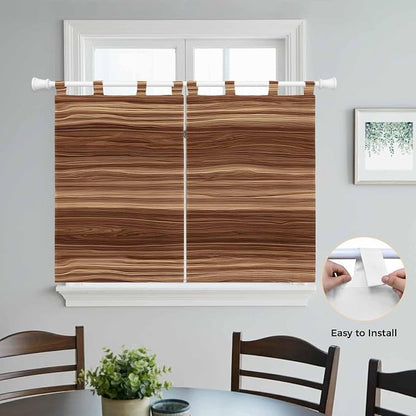 Brown Western Kitchen Curtains 45 Inch Length, Short Cafe Window Curtains Tab - Image 4