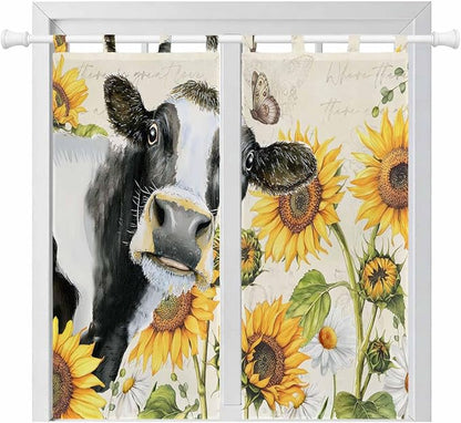 Yellow Sunflowers Bedroom Curtains 72 Inch Length, Window Curtains Tab Top by Unknown