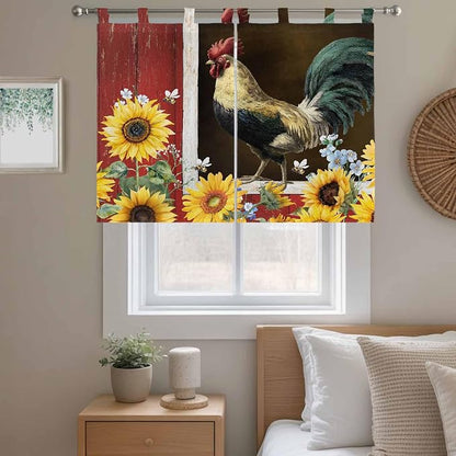 Chicken Sunflowers Bedroom Curtains 63 Inch Length, Window Curtains Tab Top - Image 9