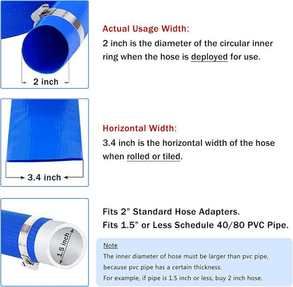 DAVCO 2" x 50 ft Pool Backwash Hose, Heavy Duty Reinforced Blue PVC Lay Flat - Image 2