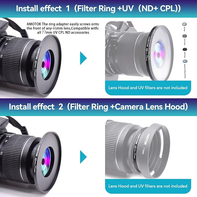 46mm Lens to 77mm Camera Lens Adapter, 46mm to 77mm Filter Step-Up Adapter Ring - Image 6