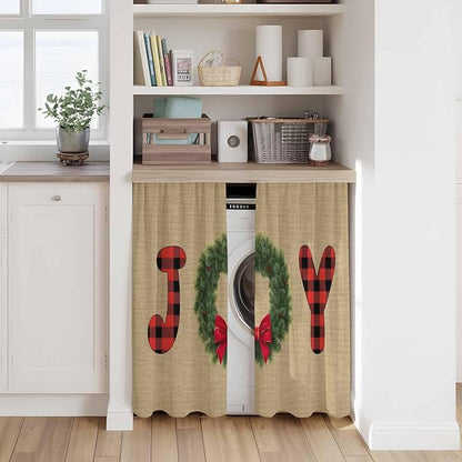 Red Green Christmas Kitchen Curtains 45 Inch Long 2 Panel Set, Rod Pocket - Image 7