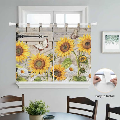 Farm Flowers Bedroom Curtains 63 Inch Length, Window Curtains Tab Top, Retro - Image 4