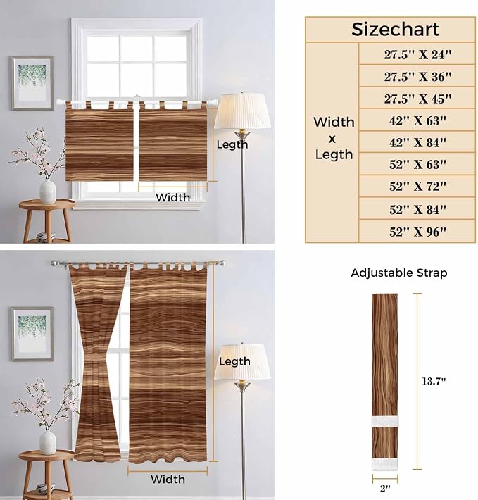Brown Western Living Room Curtains 84 Inch Length, Window Curtains Tab Top - Image 8