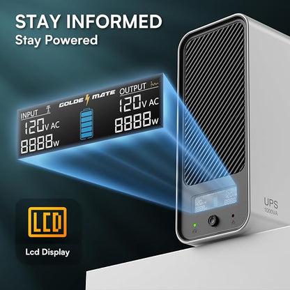 GOLDENMATE 1000VA/800W Lithium UPS Battery Backup and Surge Protector, Backup - Image 8