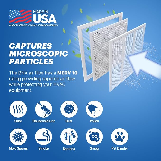 BNX TruFilter 16x20x1 MERV 10 AC Furnace Air Filter - Image 3