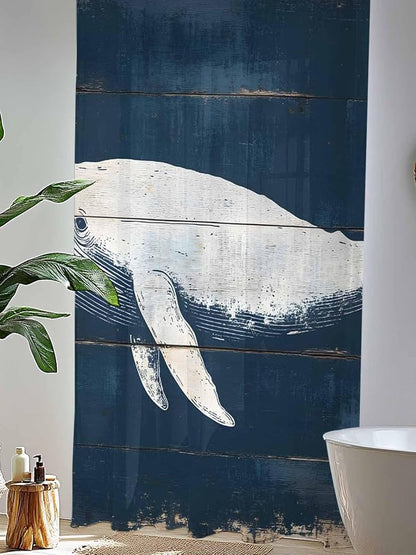 Sheer Curtains 96 Inches Long, Ocean Whale Blue Semi Sheer Curtains Light - Image 4