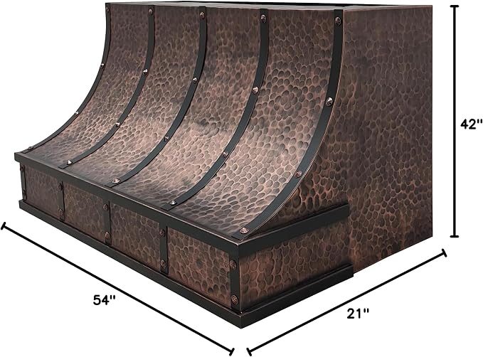 CT Copper Tailor Sloped Copper Vent Hood Wall Mount, 1260 CFM Exhaust Fan - Image 10