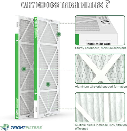 14x30x1 Air Filter 6 Pack, Durable MERV 8 Pleated Home HVAC AC Furnace Filters - Image 3