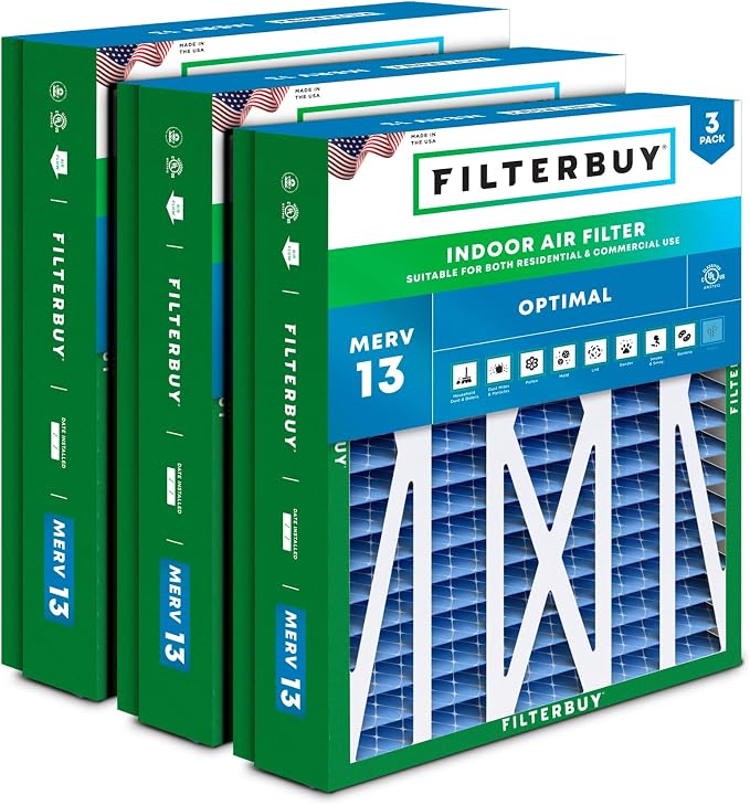Filterbuy 24.5x27x5 Air Filter MERV 13 Optimal Smoke & Allergy Defense by Filterbuy